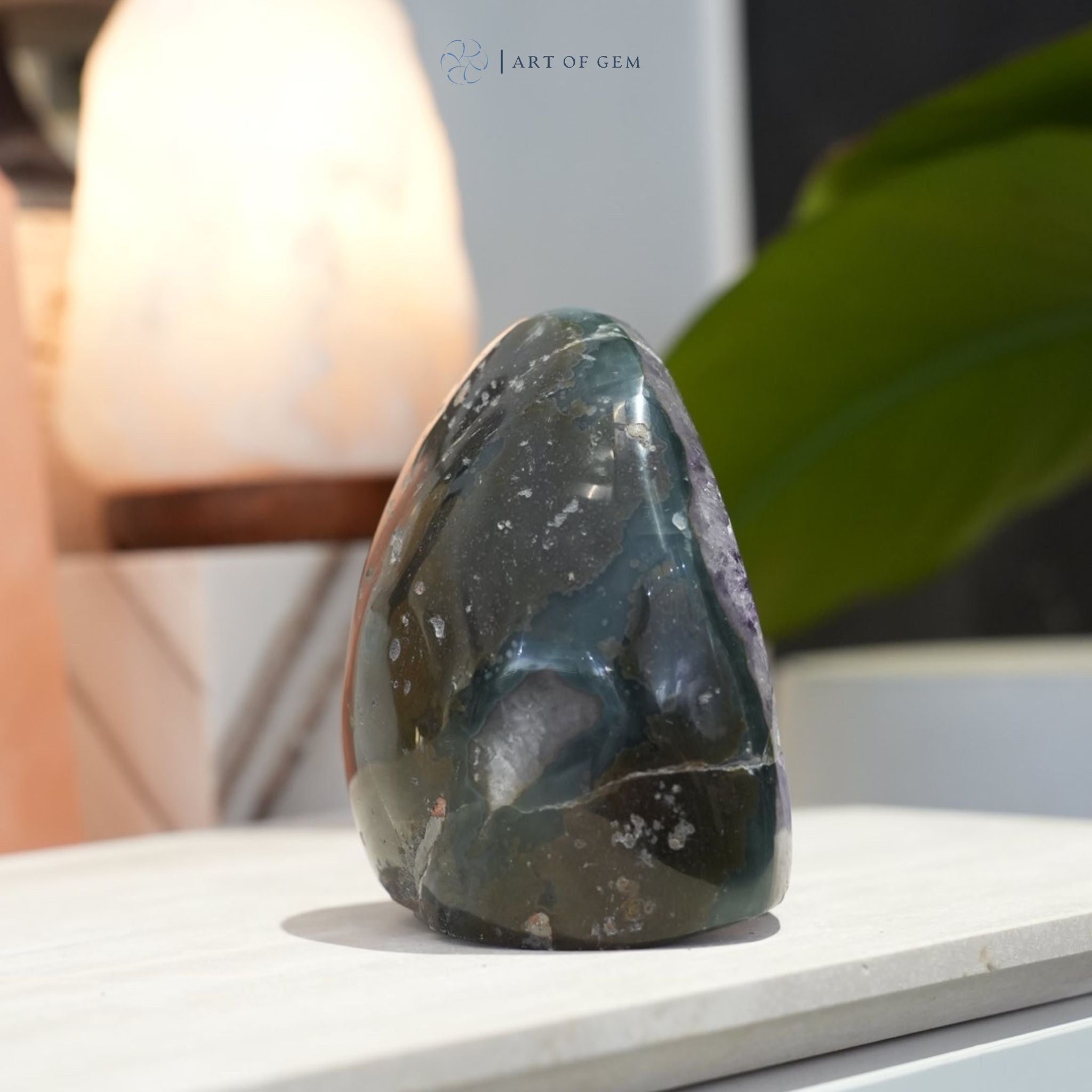 Mini 巴西全瑪瑙拋光紫晶洞 - ART OF GEM 