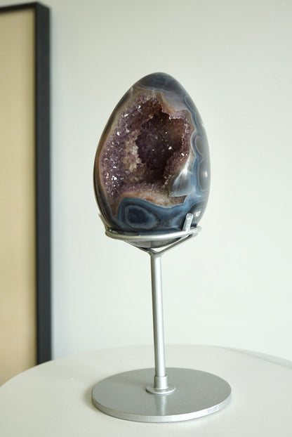 巴西瑪瑙紫晶蛋 Brazil Amethyst Egg with agate - ART OF GEM 