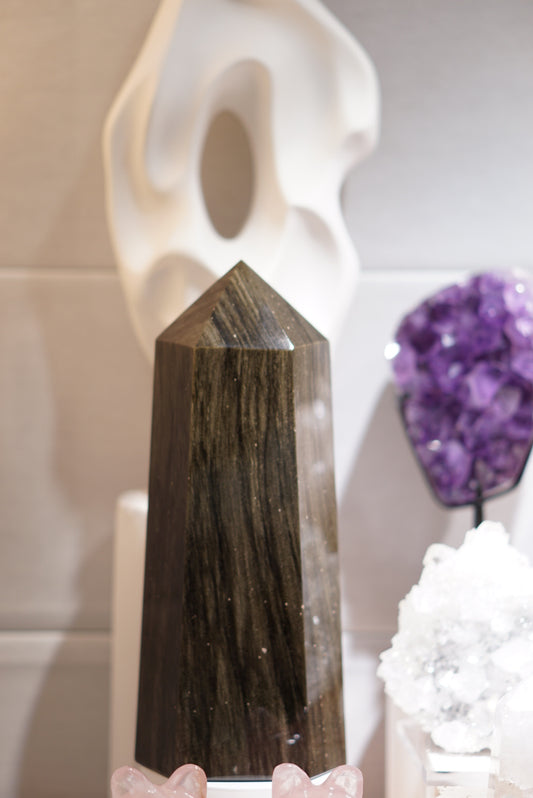 大型金曜石柱Golden Sheen Obsidian Tower - ART OF GEM 
