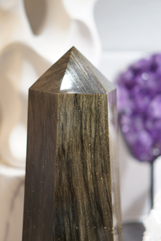 大型金曜石柱Golden Sheen Obsidian Tower - ART OF GEM 