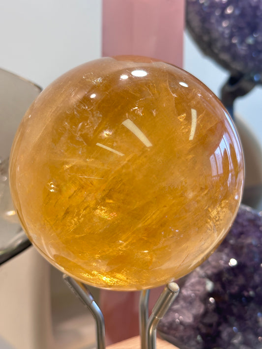 High quality 黃方解石球 Honey Calcite Sphere