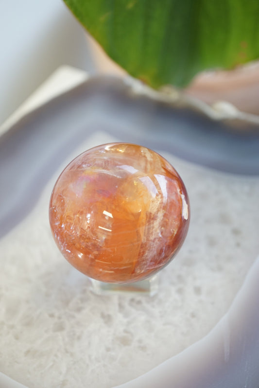 High Quality紅膠花球Fire Quartz/Hematoid Quartz Sphere