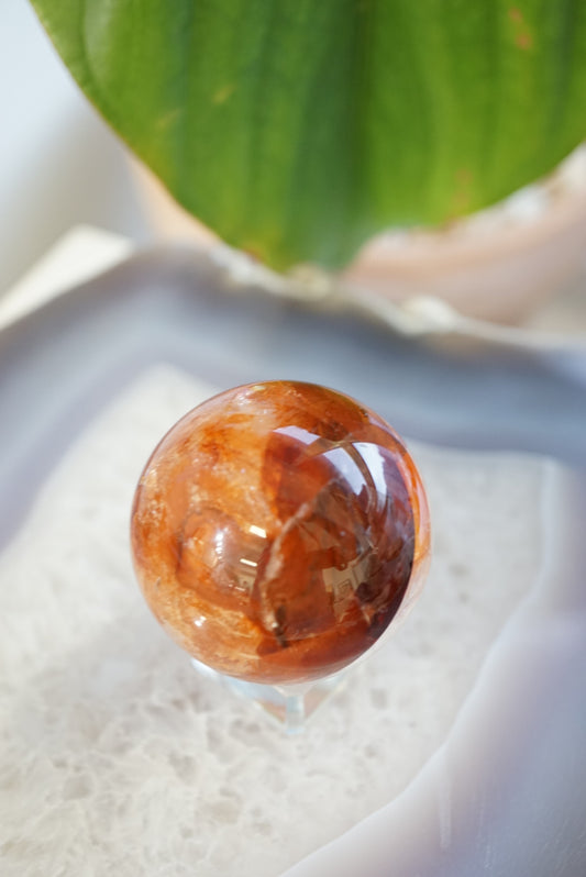 High Quality紅膠花球Fire Quartz/Hematoid Quartz Sphere