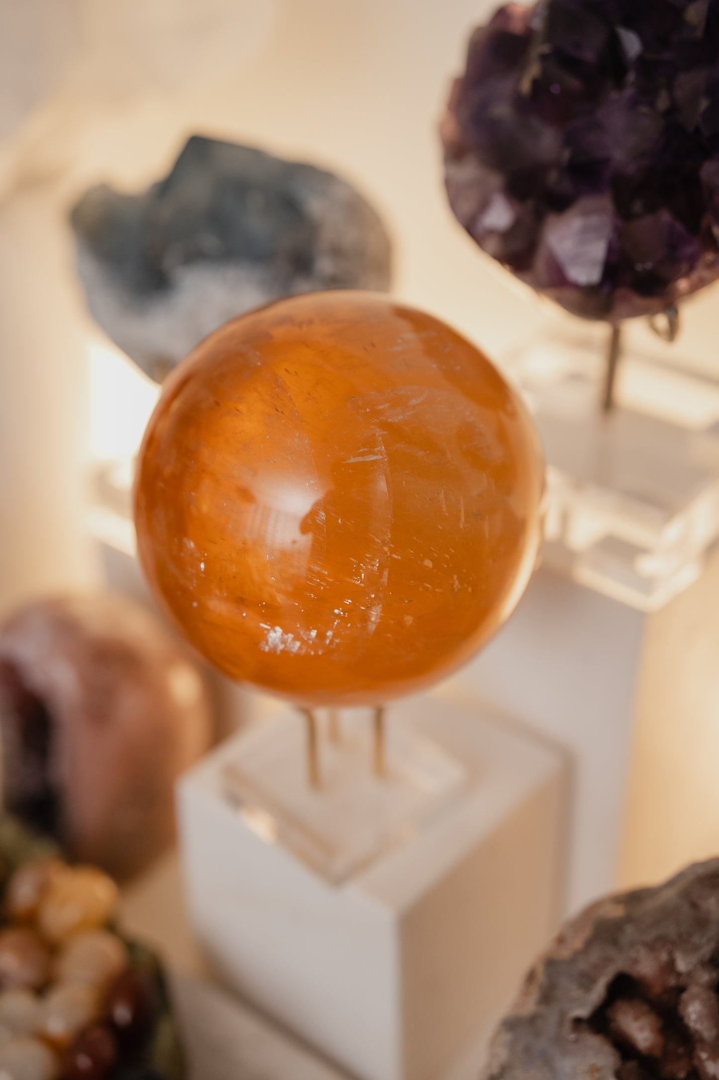 High quality 黃方解石球 Honey Calcite Sphere