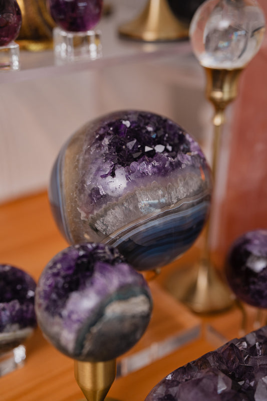 巴西瑪瑙紫晶球 Brazil Amethyst Sphere with agate