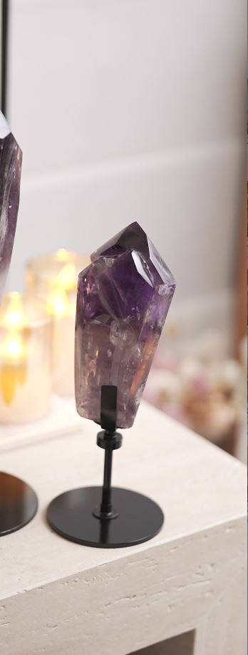 極濃色巴西雙生紫晶權杖 （可旋轉底座）Brazil Scepter Amethyst(with rotating stand)