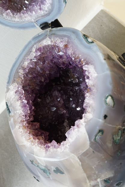 收藏級巴西全瑪瑙拋光紫鈦晶聚寶盤 Brazil Amethyst Rutiled Quartz Jewellery Box - ART OF GEM 