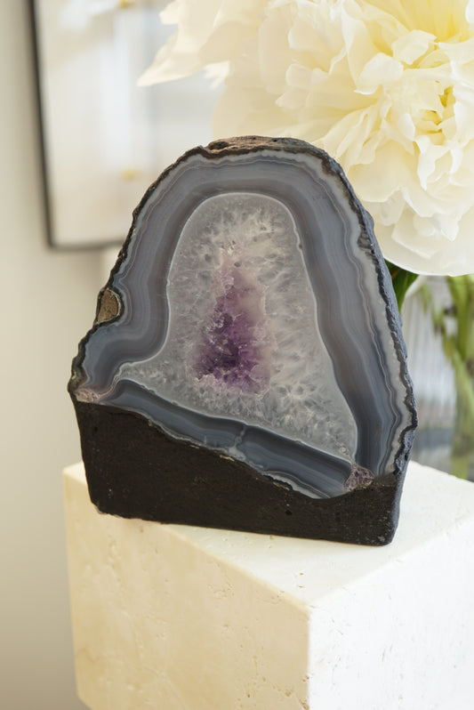 烏拉圭藍瑪瑙紫晶鎮 Uruguay Amethyst with blue agate