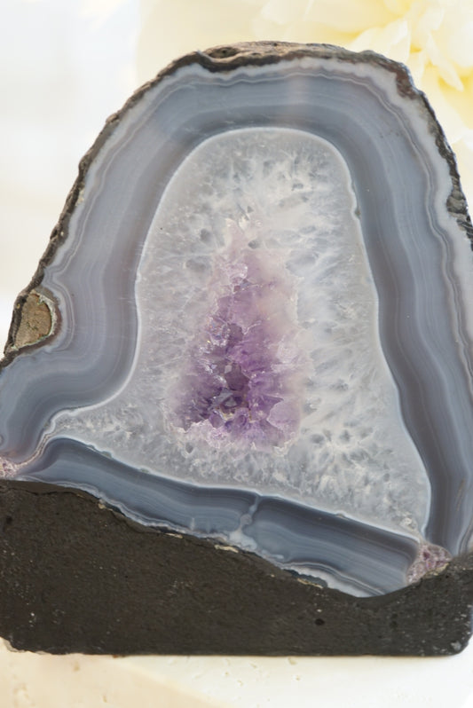 烏拉圭藍瑪瑙紫晶鎮 Uruguay Amethyst with blue agate