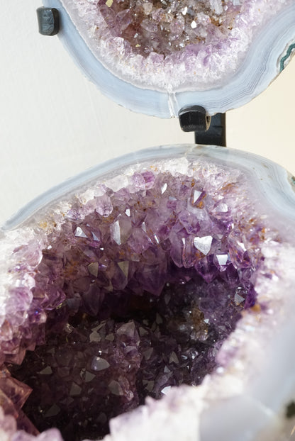 收藏級巴西全瑪瑙拋光紫鈦晶聚寶盤 Brazil Amethyst Rutiled Quartz Jewellery Box - ART OF GEM 