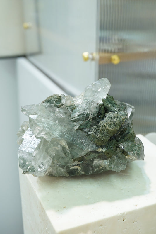 印度喜馬拉雅綠幽靈白水晶 India Himalayan White Quartz with green phantom