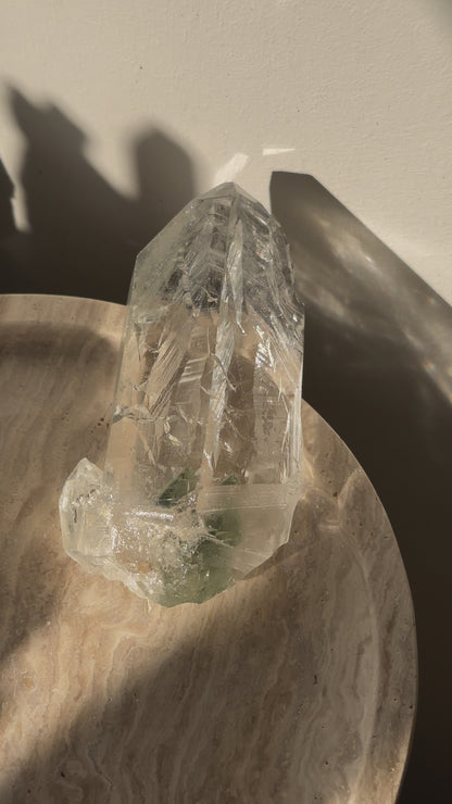 印度喜馬拉雅綠幽靈金字塔雙生白水晶 India Himalayan White Quartz with green phantom