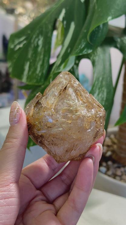 巴基斯坦鑽石形黃泥骸骨水晶 Pakistan Fenster Quartz