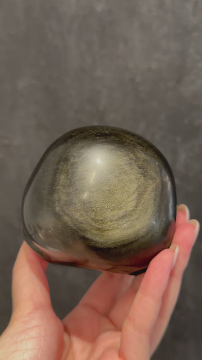 金曜石達摩 (8/10cm) Golden Sheen Obsidian Dharma