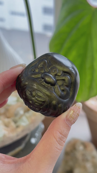 金曜石達摩 (5cm) Golden Sheen Obsidian