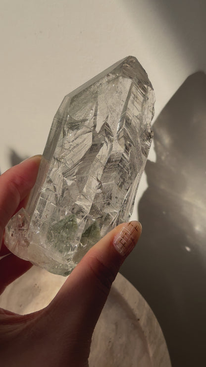 印度喜馬拉雅綠幽靈金字塔雙生白水晶 India Himalayan White Quartz with green phantom