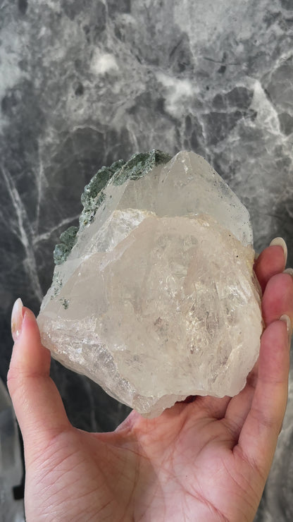 印度喜馬拉雅浮生綠幽靈白水晶 India Himalayan White Quartz with green phantom