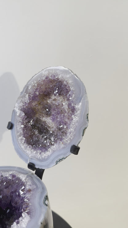 收藏級巴西全瑪瑙拋光紫鈦晶聚寶盤 Brazil Amethyst Rutiled Quartz Jewellery Box