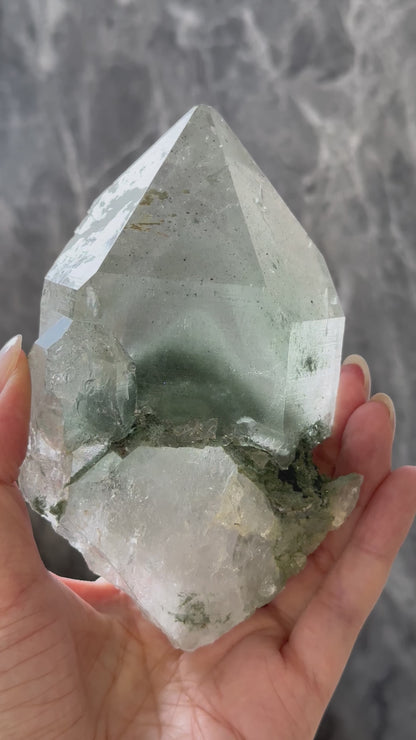 印度喜馬拉雅綠幽靈白水晶 India Himalayan White Quartz with green phantom