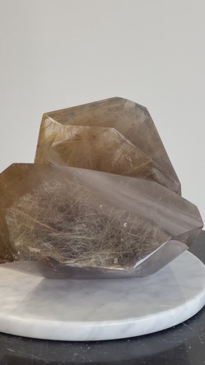 巴西雙生密髮金髮晶簇 Golden Rutiled Quartz Cluster