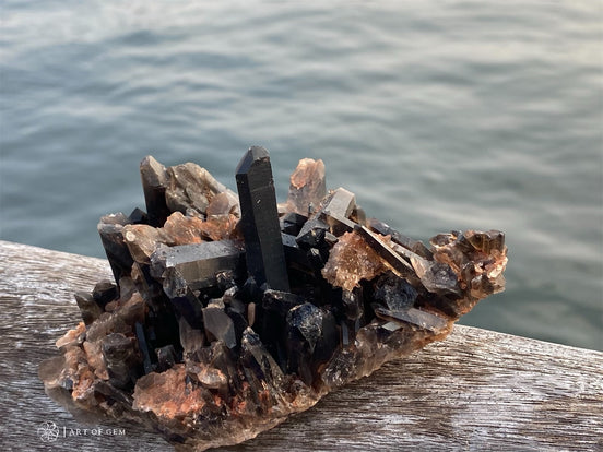 巴西共生紅幽靈黑水晶簇 - ART OF GEM 